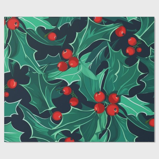 Holly en bessen inpakpapier (Vlak)