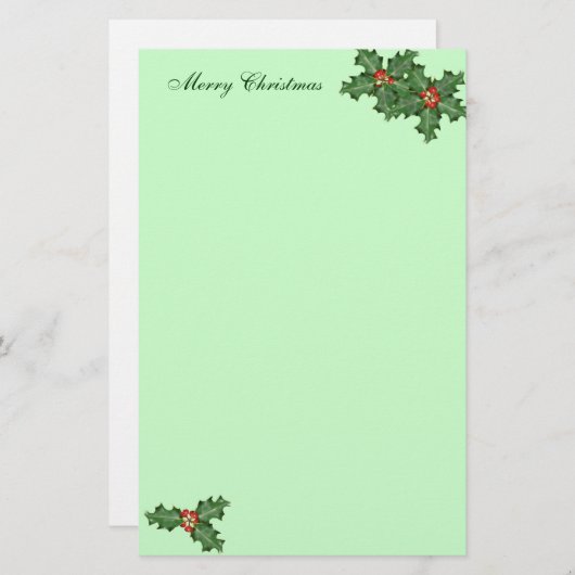 Holly en bessen, Kerst Schrijfpapier Briefpapier (Voorkant / Achterkant)