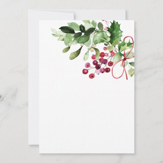 Holly en bessen Kerstfeest uitnodiging (Achterkant)