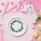 Holly en bessen Kerstkrans Papieren Bordje (Feest)