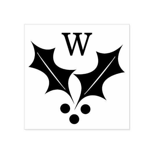 Holly en bessen Kerstmis Monogram Rubberstempel (Afrduk)