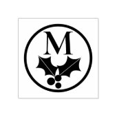 Holly en bessen Kerstvakantie Monogram Rubberstempel (Afrduk)