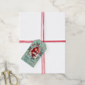 Holly en bessen met uw kerstfoto cadeaulabel (Met Touw)