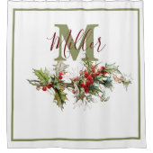 Holly en bessen op maat douchegordijn (Voorkant)