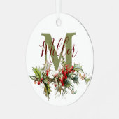 Holly en bessen op maat metalen ornament (Voorkant links)