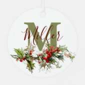 Holly en bessen op maat metalen ornament (Achterkant)