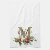 Holly en bessen op maat theedoek (Verticaal)