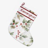 Holly en bessen patroon op kerstkousen grote kerstsok (Voorkant (Hangend))