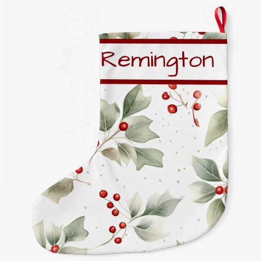 Holly en bessen patroon op kerstkousen grote kerstsok (Achterkant)