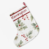 Holly en bessen patroon op kerstkousen grote kerstsok (Achterkant (Hangend))