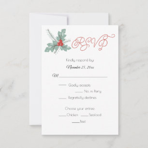 Holly en bessen Pine Bough RSVP Kaartje