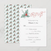 Holly en bessen Pine Bough RSVP Kaartje (Voorkant / Achterkant)