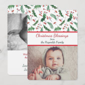 Holly en bessen twee foto sjabloon vakantie Kaart (Voorkant / Achterkant)