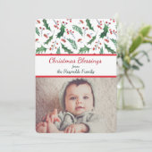 Holly en bessen twee foto sjabloon vakantie Kaart (Staand voorkant)