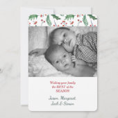 Holly en bessen twee foto sjabloon vakantie Kaart (Achterkant)