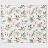 Holly en bessen Waterverf Cadeaupapier (Vlak)