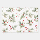 Holly en bessen Waterverf Inpakpapier Vel (Voorkant 3)