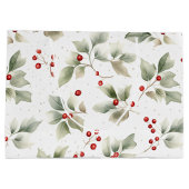 Holly en bessen Waterverf Stijlpatroon Groot Cadeauzakje (Achterkant)