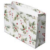 Holly en bessen Waterverf Stijlpatroon Groot Cadeauzakje (Achterkant Gekanteld)