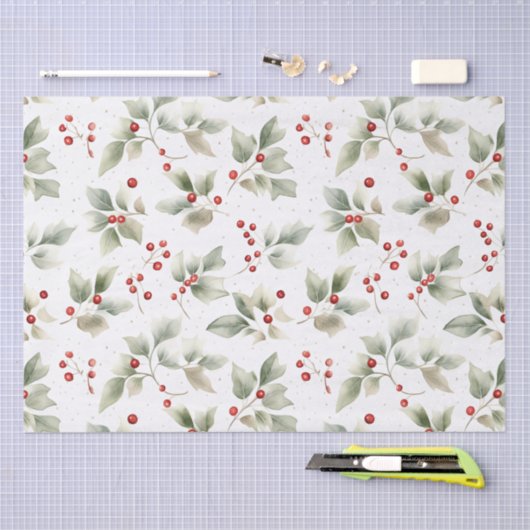 Holly en bessen Waterverf Tissuepapier (Craft)