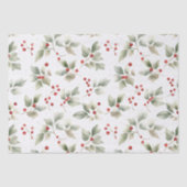 Holly en bessen Waterverf Tissuepapier (Voorkant)