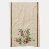 Holly en bessen zien er gepersonaliseerd uit theedoek (Verticaal)