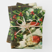  Holly en Birds Christmas Inpakpapier Vel (In situ)