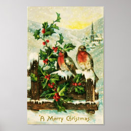  Holly en Birds Christmas Poster