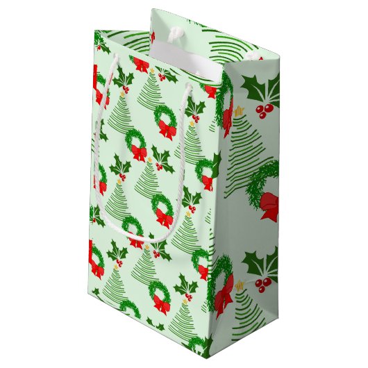 Holly en bomen en kransen, oh my! klein cadeauzakje (Achterkant Gekanteld)