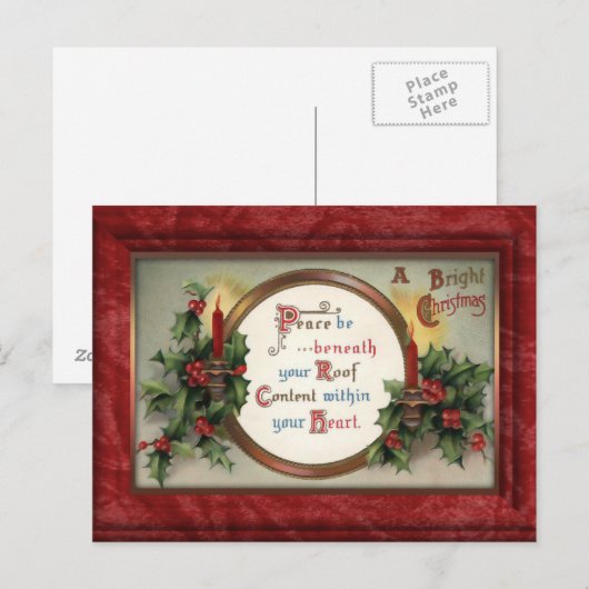  Holly en Candles Christmas Briefkaart (Voorkant / Achterkant)