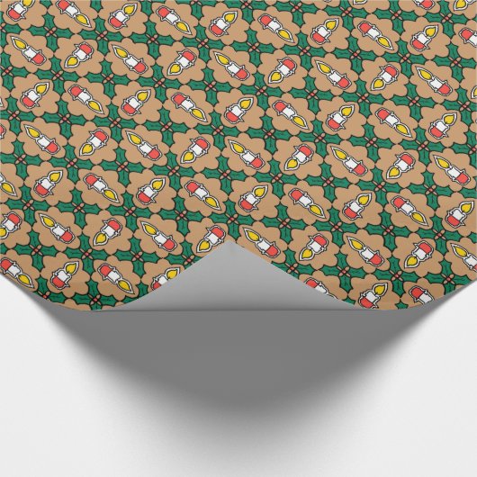 Holly en Candles kerstcadeautje: Gold-effect Cadeaupapier (Hoek)