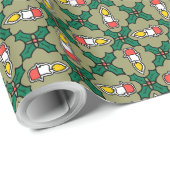 Holly en Candles kerstcadeautje: Groen Cadeaupapier (Rol Hoek)