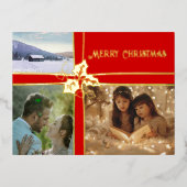 Holly en de Ivy Red Ribbon Folie Post Kaart (Voorkant)