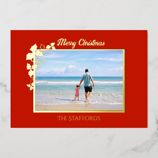 Holly en de Ivy Trim Folie vakantie Kaart (Voorkant)