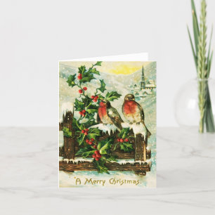 Holly en de vogeltjes kerstkaart Feestdagen Kaart