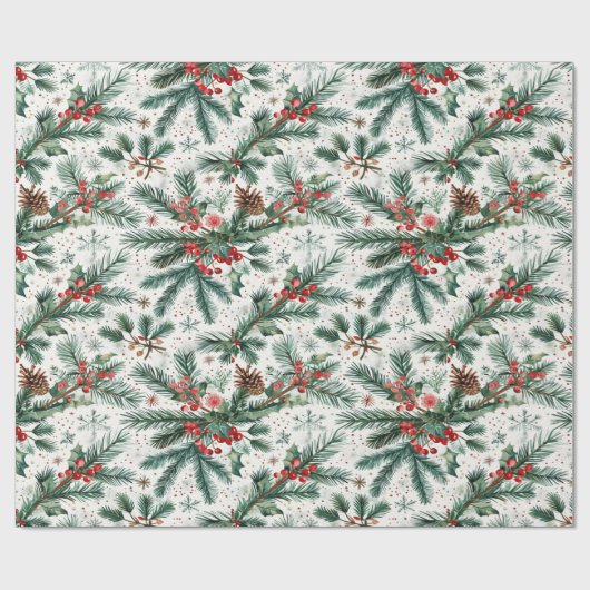 Holly en dennen feestelijke inpakpapier (Vlak)