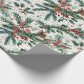 Holly en dennen feestelijke inpakpapier (Hoek)