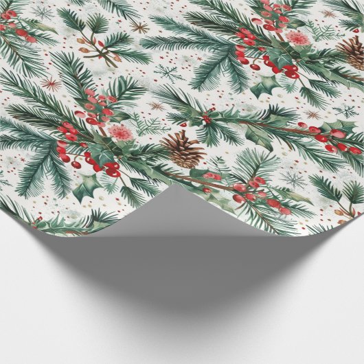Holly en dennen feestelijke inpakpapier (Hoek)