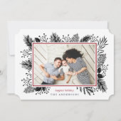 Holly en dennen | Horizontale vakantiefoto Feestdagenkaart (Voorkant)