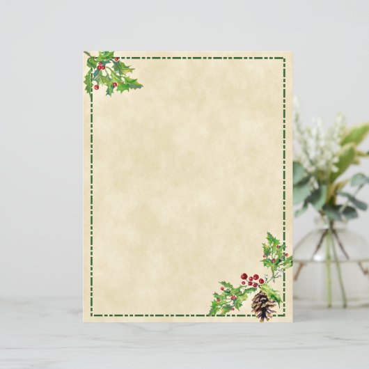 Holly en dennenappel Kerstmis (Staand voorkant)