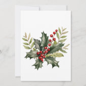 Holly en dennenboom op wit kerstfeest kaart (Achterkant)
