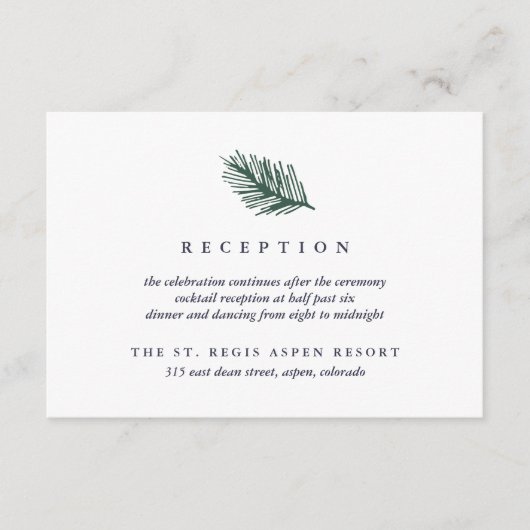 Holly en dennenbruiloftsreceptie informatiekaartje (Voorkant)