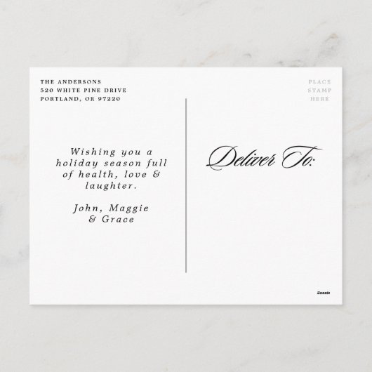 Holly en Evergreen Vrolijk Kerstfeest Foto Feestdagenkaart (Achterkant)