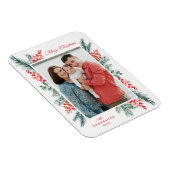 Holly en Evergreen Vrolijk Kerstfeest Foto Magneet (Rechterzijde)