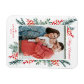 Holly en Evergreen Vrolijk Kerstfeest Foto Magneet (Horizontaal)