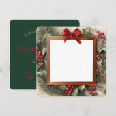 Holly en Fir Foto Lijst Kerstmis Kaart (Voorkant / Achterkant)