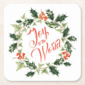 Holly en Ivy Botanical Wreath Kartonnen Onderzetters (Voorkant)