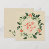 Holly en Ivy Botanische Kerstkrans Bedankkaart (Voorkant / Achterkant)