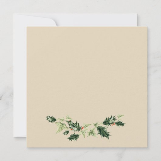 Holly en Ivy Botanische Kerstkrans Bedankkaart (Achterkant)