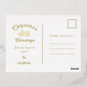 Holly en Ivy Gold Ribbon Folie Holiday Post Kaart (Achterkant)